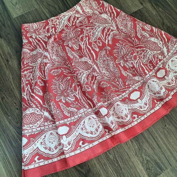 💙 Talbots Artsy 100% Cotton Flowy Midi Skirt Size 8 Preppy Feminine Old Money - Picture 3 of 8